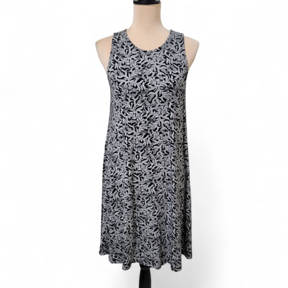 Old Navy Size M White with Black Floral Pattern Sleeveless A-line Mini Dress